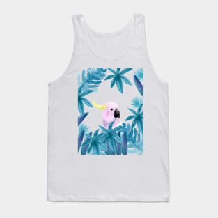 Cockatoo with tropical leaves in watercolor Tank Top